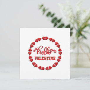 Hello Valentine 2024 Happy Valentines red heart Card