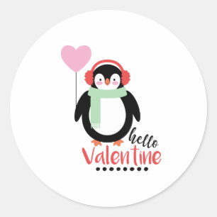 Hello Valentine Classic Round Sticker