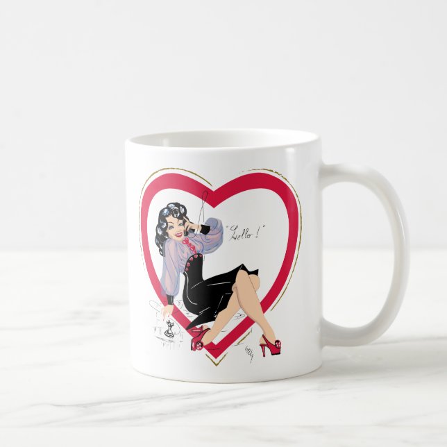 Hello Valentine Pin-Up Girl Coffee Mug (Right)