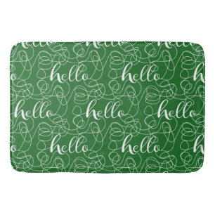 HELLO white seamless pattern with LINES Bath Mat