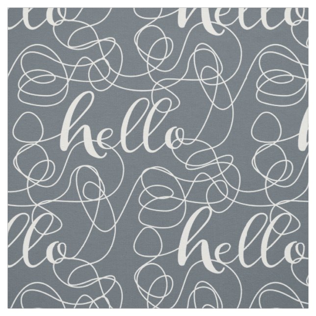 HELLO white seamless pattern with LINES Fabric (Swatch)
