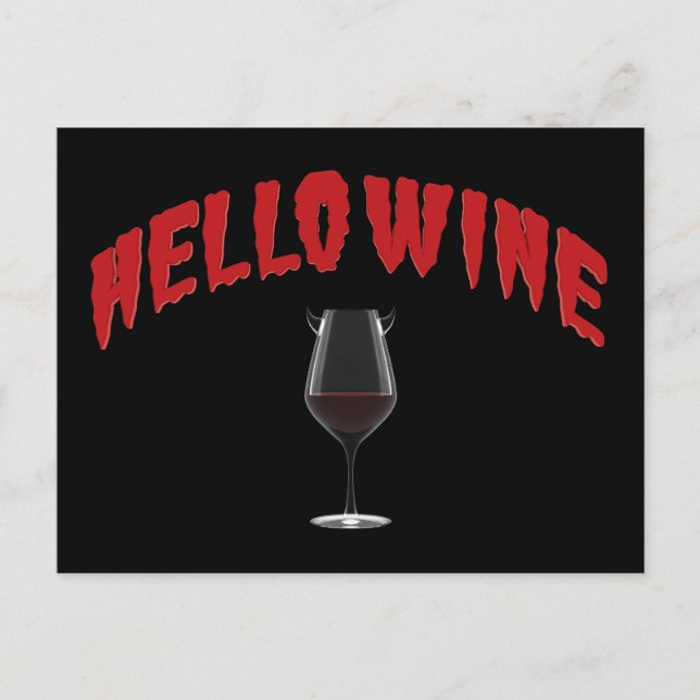 Hello Wine - A Halloween Treat Postcard (Front)