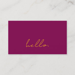 Hello Wine Pink Orange Script Typography Modern Business Card