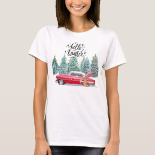 Hello Winter - Antique Red Car T-Shirt
