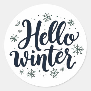 Hello Winter Christmas Snowflake Winter Season  Classic Round Sticker