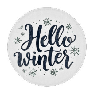 Hello Winter Christmas Snowflake Winter Season  Cutting Board