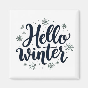 Hello Winter Christmas Snowflake Winter Season Magnet
