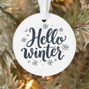Hello Winter Christmas Snowflake Winter Season  Ornament