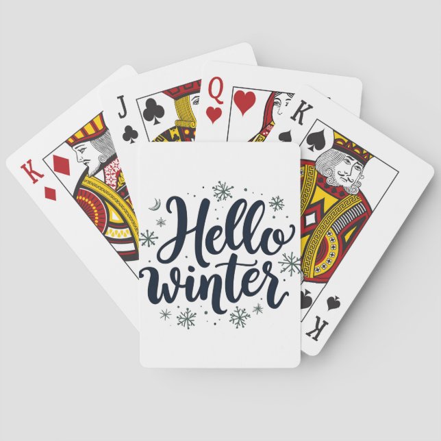 Hello Winter Christmas Snowflake Winter Season  Playing Cards (Back)