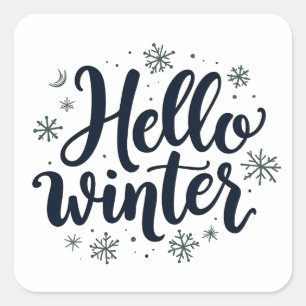 Hello Winter Christmas Snowflake Winter Season Square Sticker