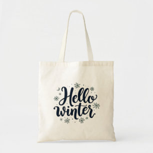 Hello Winter Christmas Snowflake Winter Season Tote Bag