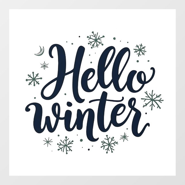 Hello Winter Christmas Snowflake Winter Season  Window Cling (Sheet)