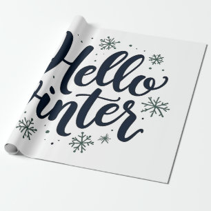 Hello Winter Christmas Snowflake Winter Season Wrapping Paper