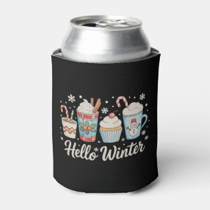 Hello Winter Cosy Coffee Snowman Christmas Xmas Can Cooler