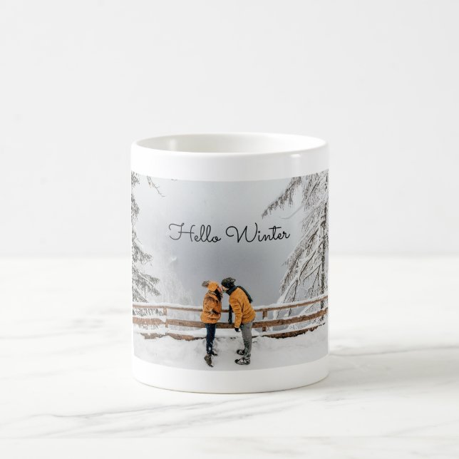 Hello Winter Couple Photo Coffee Mug (Center)