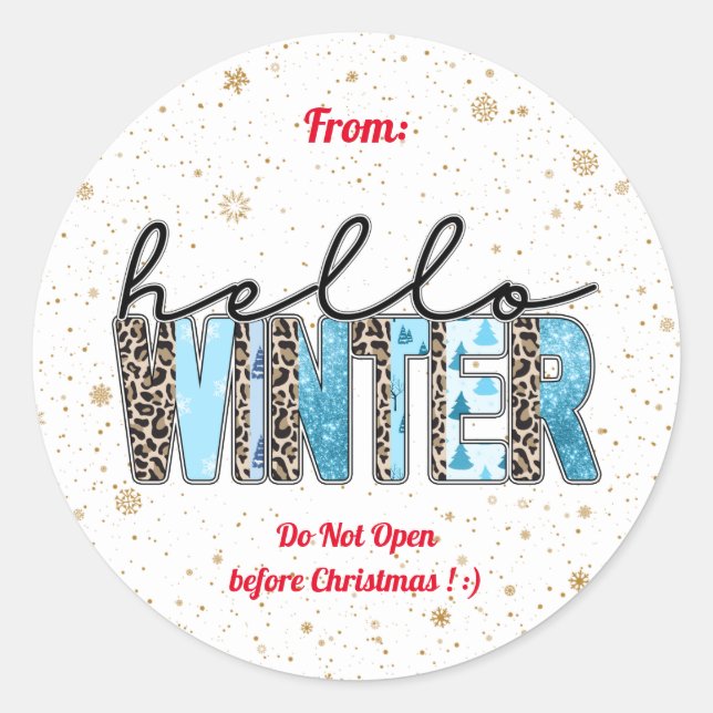 Hello Winter Customise Classic Round Sticker (Front)