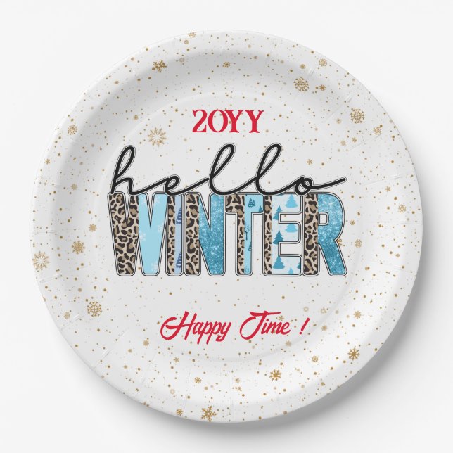 Hello Winter Customise Paper Plate (Front)