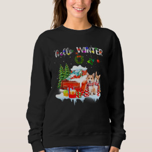 Hello Winter Cute Corgi Christmas Tree Snow Sweatshirt