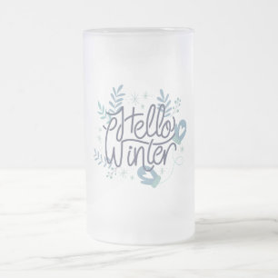 Hello Winter Frosted Glass Beer Mug