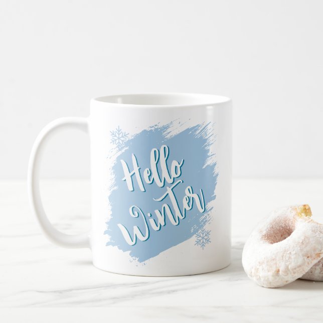 Hello Winter Frosty Winter Coffee Mug (With Donut)