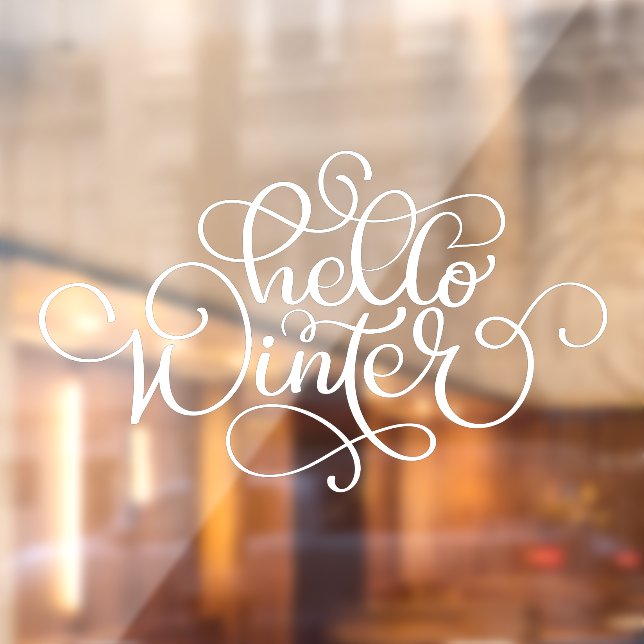 Hello Winter Hand Lettering Shop White Window Clin Cling (Sheet 2)