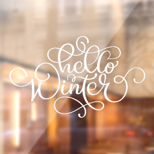 Hello Winter Hand Lettering Shop White Window Clin Window Cling