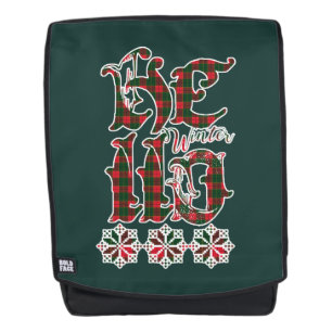 Hello Winter Holiday Lettering, Scotland Pattern Backpack