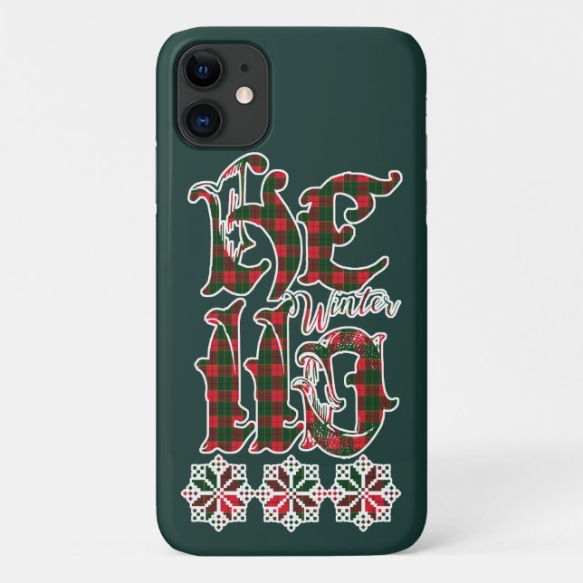 Hello Winter Holiday Lettering, Scotland Pattern Case-Mate iPhone Case (Back)