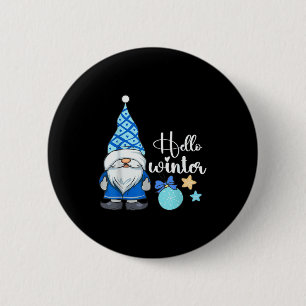 Hello Winter, Nordic Christmas Gnome  6 Cm Round Badge