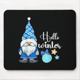 Hello Winter, Nordic Christmas Gnome Mouse Mat