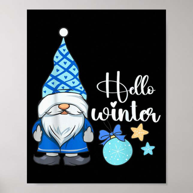 Hello Winter, Nordic Christmas Gnome  Poster (Front)