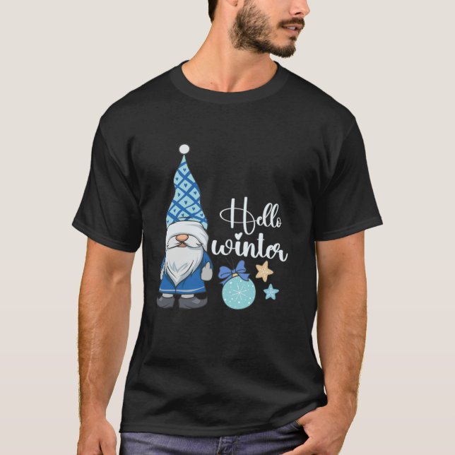 Hello Winter nordic Christmas gnome  T-Shirt (Front)