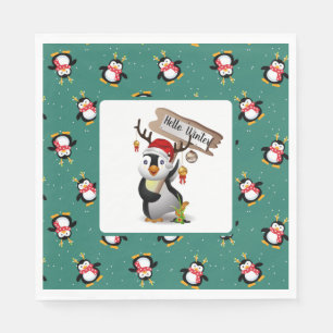 Hello Winter Penguins Napkins