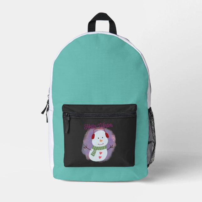 hello winter printed backpack (Front)