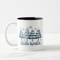 Hello Winter Season Vibes Trees Snowflakes Xmas