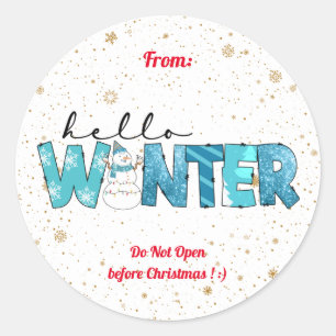 Hello Winter Snowman Customise Classic Round Sticker
