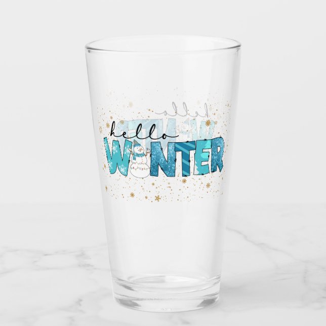 Hello Winter Snowman Customise Glass (Front)