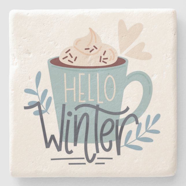 Hello Winter Stone Coaster (Front)
