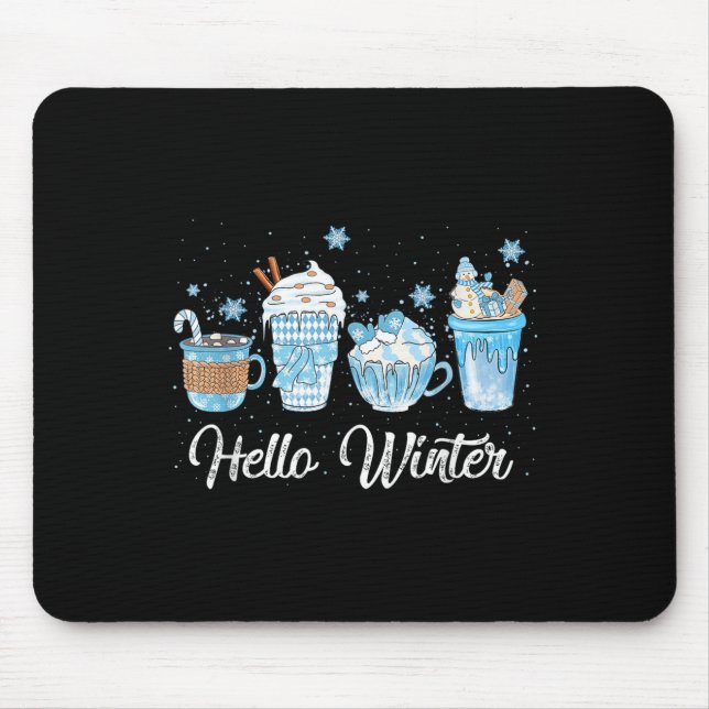 Hello Winter Sweet Cosy Coffee Lovers Snowman Chri Mouse Mat (Front)