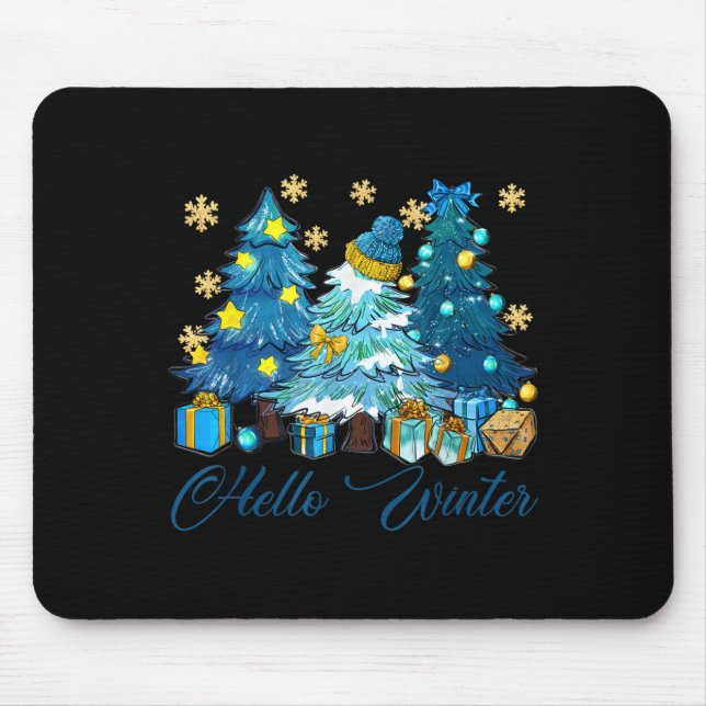 Hello Winter Sweet Cosy Coffee Lovers Snowman Chri Mouse Mat (Front)