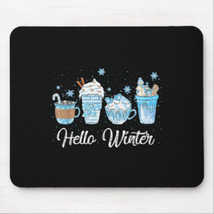Hello Winter Sweet Cozy Coffee Lovers Snowman Chri Mouse Mat