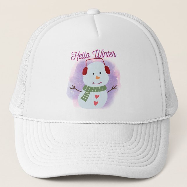 hello winter trucker hat (Front)