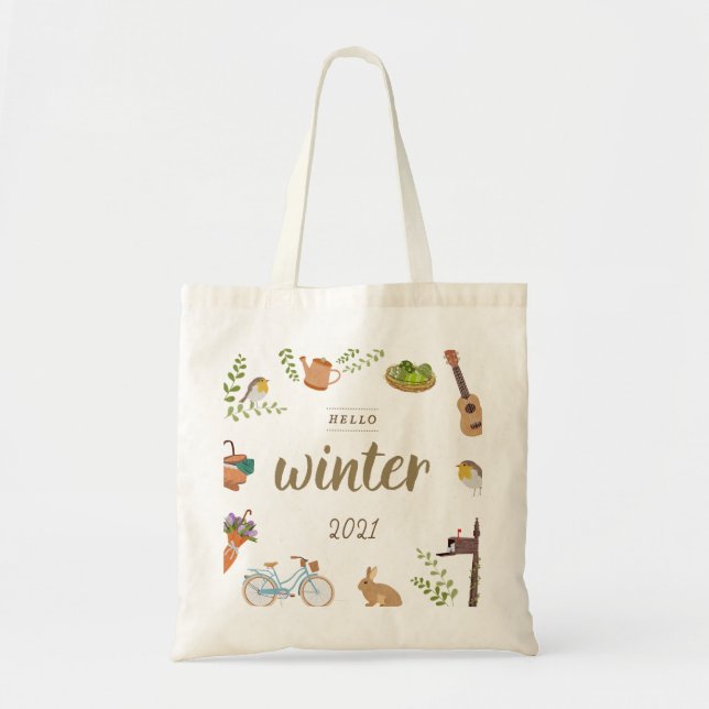 Hello Winter Vintage Tote Bags (Front)