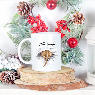 Hello Winter! Watercolor dog Under The Blanket Mug