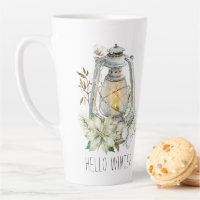 Hello Winter Watercolor Glowing Lantern Snow
