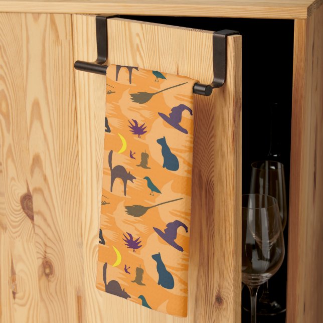 Hello Witch - seamless Halloween pattern. Tea Towel (Thirds Fold)