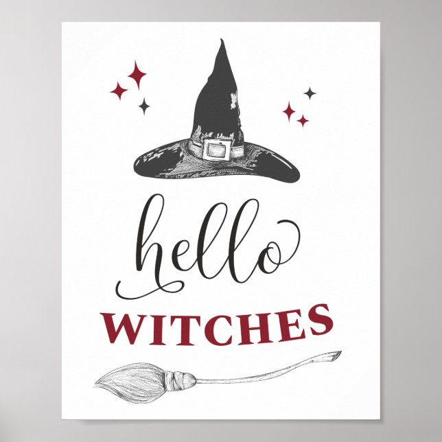 Hello Witches Halloween Funny Quote Text Wall Door Poster (Front)
