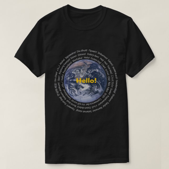 Hello Word in Different Languages ESL Teachers Stu T-Shirt (Design Front)