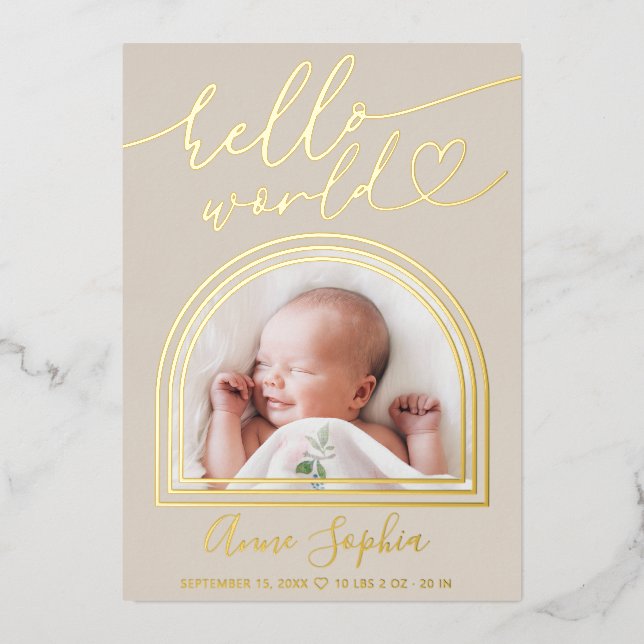 Hello World Arch Frame Birth Announcement (Front)