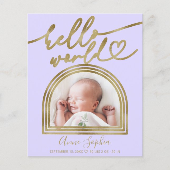 Hello World Arch Frame Budget Birth Announcement (Front)